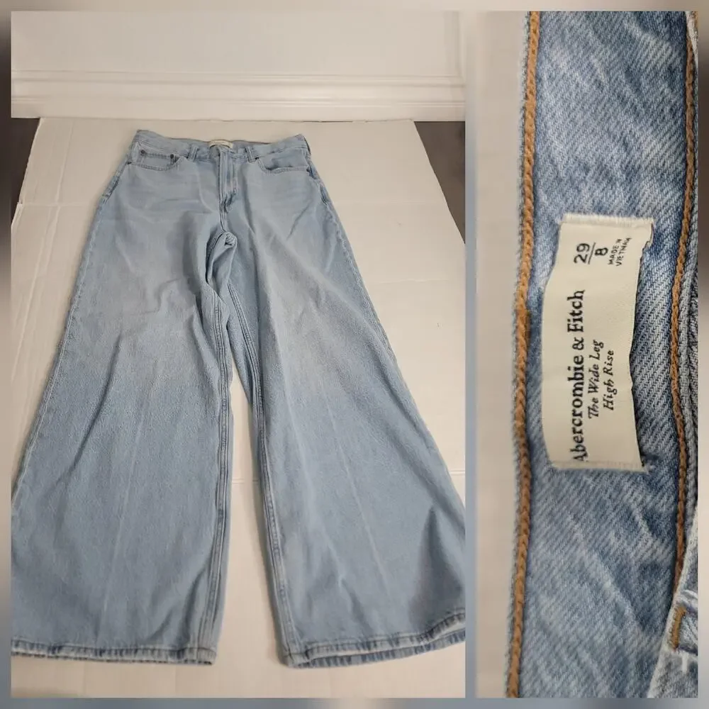 Abercrombie And Fitch Jeans Womens SZ 29/8 The Wide Leg High Rise Acid Wash